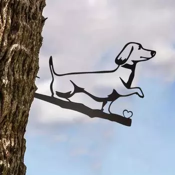 Такса Стальная Металлическая Настенная Скульптура, Домашний Сад Двор Патио Статуя Украшение Колышка, Идеально Подходит Для Дней Рождения, Подарков На Новоселье чёрный