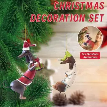 Таксы Собака Рождественская елка Украшение Подвески на елку Подвески для рождественской елки Плюшевые поделки Для рождественской праздничной вечеринки Главная