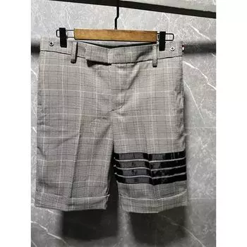 TB European and American-Style Houndstooth Half Length High-Quality Stretch Suit Pants Grey Gingham 4XL