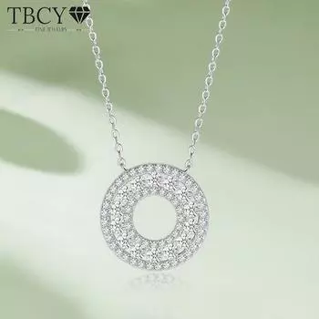 TBCYD 1.4CT D цвет двойной круг муассанит ожерелье кулон для женщин GRA сертифицированный SS925 серебро шея цепь роскошные ювелирные изделия подарок