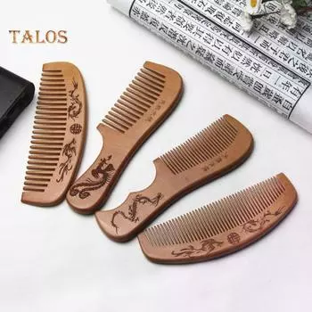 TBH Дракон Феникс с гравировкой из персикового дерева, здоровая массажная антистатическая расческа для ухода за волосами 1#