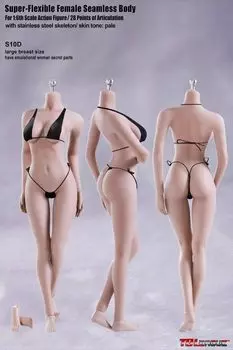 TBLeague Scale Супер Гибкое Бесшовное Женское Тело Бледная Кожа Бюст Размер L 1/6 (S10D)