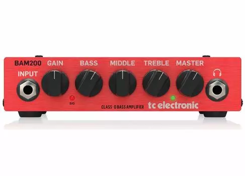 TC Electronic Bass Amplifier Head 200W Simple Control Compact Size Headphone Out with Speaker Simulation BAM200 Red