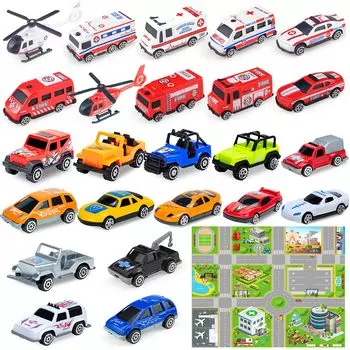Tcvents Car Toy Mini Car Car Super Rich 24 Piece Working Mini Car Construction Military Vehicle Mini Size Car Collection Car 24 Set, Set, Set, Car,