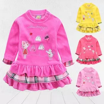 Tddler/детское платье принцессы с длинными рукавами и вышивкой для девочек на свадьбу, день рождения, детские плиссированные платья-юбки 68 красный