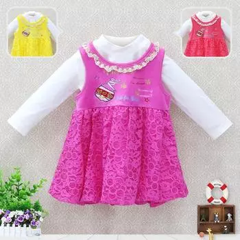 Tddler Kid Girls Одежда для младенцев Велюровая зима-весна Рубашка с длинными рукавами Плюс платье Пуговицы сзади Вышитая детская одежда Одежда Юбка Платья 2 шт./компл. 80 красный