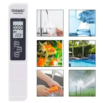 TDS измеритель цифровой тестер качества воды тестер 0-9990PPM TDS&EC ЖК-дисплей чистота воды температура PPM аквариумный фильтр белый