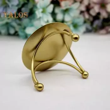 TDStore Нескользящий металлический подсвечник круглой формы с геометрическим рисунком, золотой подсвечник для украшения дома