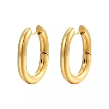 Те же простые серьги из титановой стали, позолоченные 14-каратным золотом, с U-образной пряжкой из нержавеющей стали, женские украшения