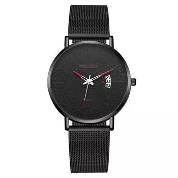 Те же самые популярные мужские часы с календарем, мужские часы, кварцевые часы Milan с сетчатым ремешком, обработка на заказ