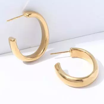 Те же серьги - настоящие золотые гальванизированные простые серьги-гвоздики Wind, геометрические золотые женские полые серьги, уши.