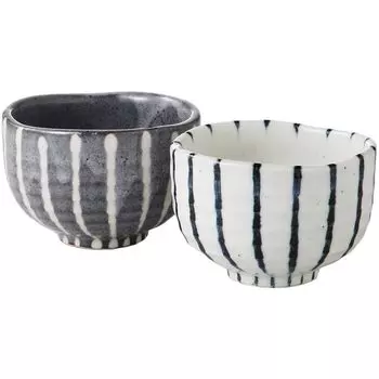 Tea Cup Yumi Set of 2 Diameter 10 x Height 310ml Hand Painted Tokusa Ippuku Bowl Pair Set Porcelain Mino Ware Made in Japan Ale-net 6.7cm