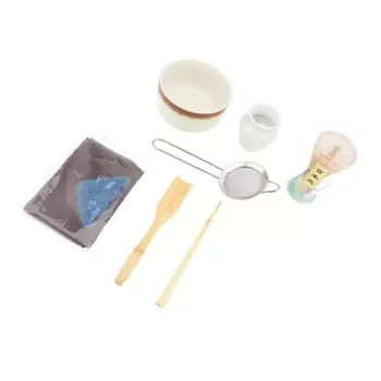 Tea Making Tools Matcha Bowl Spoon Whisk Towel Scoop Tea Holder and Filter Net for Home Ancient Kiln Whiten