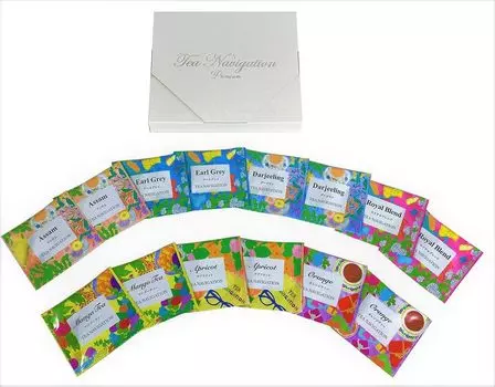 TEA NAVIGATION PREMIUM Черный чай в пакетиках 7 видов, ассорти, 14 упаковок Earl Gray x 2 Darjeeling x 2 Assam x 2 Royal Blend x 2 Mango x 2 Orange x 2