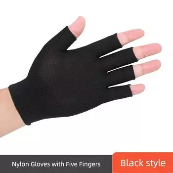 Tea Picking and Tea Picking Work Gloves Exposed Two Fingers Three Fingers Ladies Small Size Summer Sun Protection Packaging Work Wear-Resistant Thin Black Light Dew Five Finger/4 Pair