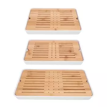 Поднос для сервировки чая с дренажем для хранения воды, китайский поднос для чая в стиле кунг-фу, ящик для чайного стола для домашнего офиса 33x19x4cm/13x7.5x1.6in