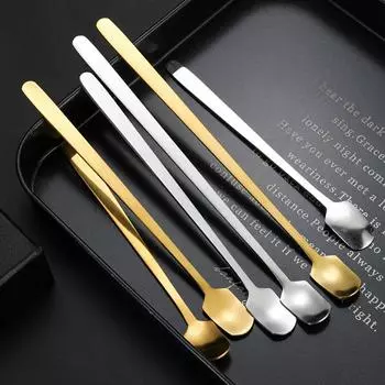 Tea Spoon Coffee Spoon Stirrers Milk Long Handle Spoon Stainless Steel Hot Sale Gold 15cm