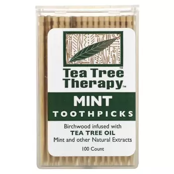 Tea Tree Therapy, зубочистки, мята, 100 шт.