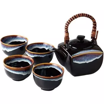 Tea Utensil Set x x Uniform Kiln Square Earthenware Tea Utensil Porcelain Mino Ware Made in Japan Ale-net W8.5 D8.5 H5.5cm