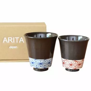 Teacup Pair Present Gift Boxed Stylish Arita Ware Ema Married Couple Drinking Ceramic Made in Japan