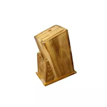 Teakwood Knife Stand – 6 Universal Slots, Sharpener Rod & Scissor Slot Premium Wooden Knife Holder for Kitchen Space-Saving & Durable Knife