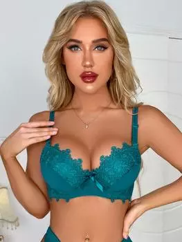 Teal Seduction - Роскошный кружевной бюстгальтер Push-Up - чашка B, поддержка на косточках, регулируемые бретели, сексуальное нижнее белье с застежкой на спине для женщин 75B бежевый