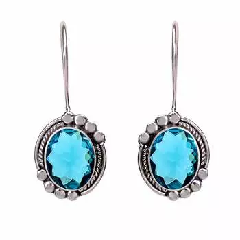 Teal Tourmaline 925 Sterling Silver Earring V113, Green Earring, Oval Earring, Valentin s Day Gift, Gift For Her, Birthday Gift, Handmade Jewelry, Sil