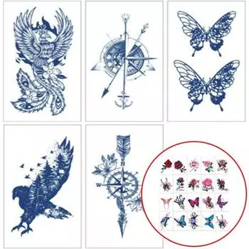 Team Maker Tattoo Sticker Henna Lettering 5 типов Tattoo 3D 20 типов, 1, Semi-Permanent Tattoo L Type 5 типов + 20 типов