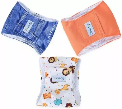 Teamoy Dog Manners 3 шт. сетчатый впитывающий водонепроницаемый пояс с маркировкой размера для кормления грудью, оранжевый джинсовый пояс, комплект, мужской, подкладка, слой, ткань, регулируемый,