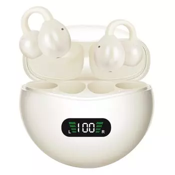 TeamSky 2024 Инновационные наушники с костной проводимостью Bluetooth-наушники-клипсы открытого типа Светодиодный индикатор оставшегося уровня звука Качество звука ENC Шум