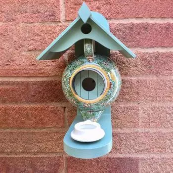 Teapot Bird House Feeder Birds Nest Box Home Garden Hanging Hook Hummingbird Feeder Drinker Bowls Decors Pets Accessories красный