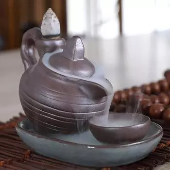 Teapot Ceramics Waterfall Incense Burner Backflow Incense Holder Home Fragrance Accessories for Tea House Home Office Yoga Room