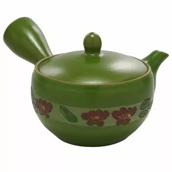 Teapot green clay medium red camellia Y939