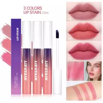 Tear Off Lip Gloss Three Pack Combination SetMatte MatteLong Lasting Waterproof Lip Gloss Set2.5ml One Size