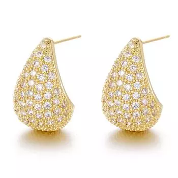 Teardrop Zircon Micro-Inlaid Earrings: Lightweight Luxury, Fashion-Forward, Personalized, Simple Design.