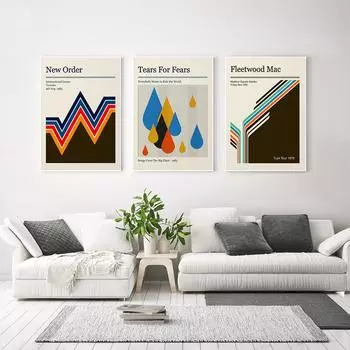 Tears for Fears Fleetwood Mac Gig Posters Абстрактные минималистские художественные принты Картина на холсте Геометрия Музыка Настенный декор комнаты Картины без рамки 21*30cm No Frame