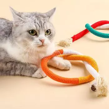 Teasing Cat Rope Toy Kitten Play Rope Toy Cat Chew Rope Toy Interactive Cat Teething Toy Pet Supplies Accessories красный