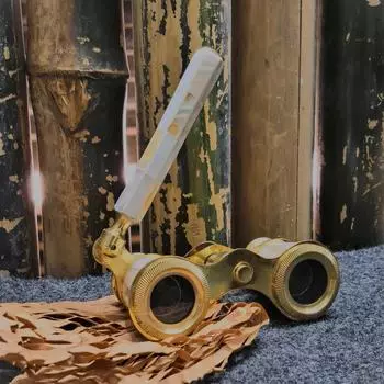 Театральный бинокль из латуни с перламутровыми вставками – функциональный винтажный бинокль, 10x5x4 см – идеальный подарок для дедушки, путешествия или Рождества как