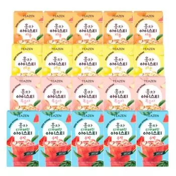 Teazen Черный чай со льдом, 4 вкуса, набор из 5 г (Лимон, Грейпфрут, Персик, Арбуз) (3 варианта) 40 Sticks (4 Flavor)