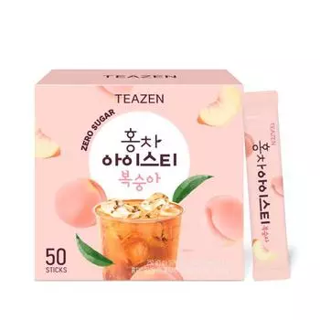 Teazen Черный чай со льдом персик 50 палочек, корейский комбуча