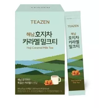 Teazen Haenam Hojicha Caramel Milk Tea 20 Sachets – Premium Korean Milk Tea 1 box
