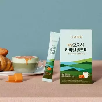 Teazen Hojicha Caramel Milk Tea 20 стиков, Корейский комбуча