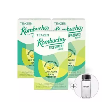 Teazen Kombucha Green Tangerine Lime 10 палочек x 3 коробки (бутылка включена), Корейский Комбуча