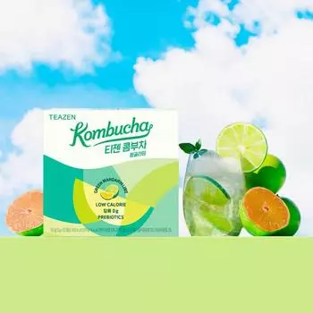 Teazen Kombucha Green Tangerine Lime 30 палочек и 2 других вида, Корейский комбуча