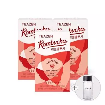 Teazen Kombucha Raspberry 10 палочек x 3 коробки (бутылка включена), Корейский Комбуча