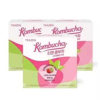 Teazen Kombucha Strawberry Kiwi 30 палочек x 3 коробки, Корейский комбуча