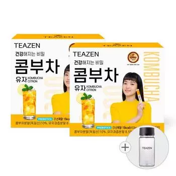 Teazen Kombucha Yuzu 30 палочек x 2 коробки (бутылка включена), Корейский Комбуча