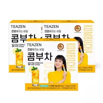 Teazen Kombucha Yuzu 30 палочек x 3 коробки, Корейский комбуча