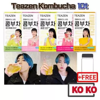 [TEAZEN] Порошок чайного гриба 5 вкусов — цитрон, ягоды, ананас, персик, лимон Lemon 10t (+Free bottle)