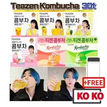 [TEAZEN] Порошок чайного гриба, 6 вкусов, 30 т / лимон, цитрон, ананас, персик, манго, гуава, блестящий мушкет Lemon 30t+free bottle